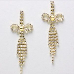 Rhinestone Drop Bow Earrings